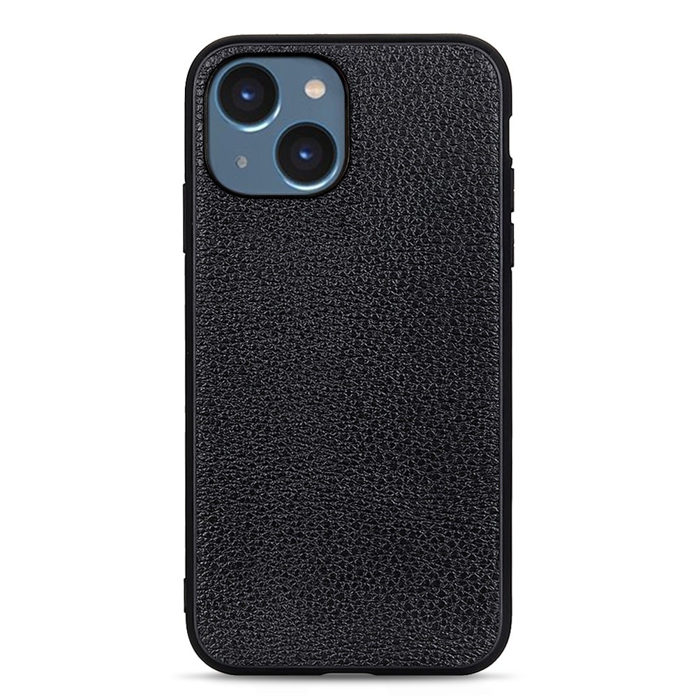 Funda híbrida Cuero genuino iPhone 15 negro