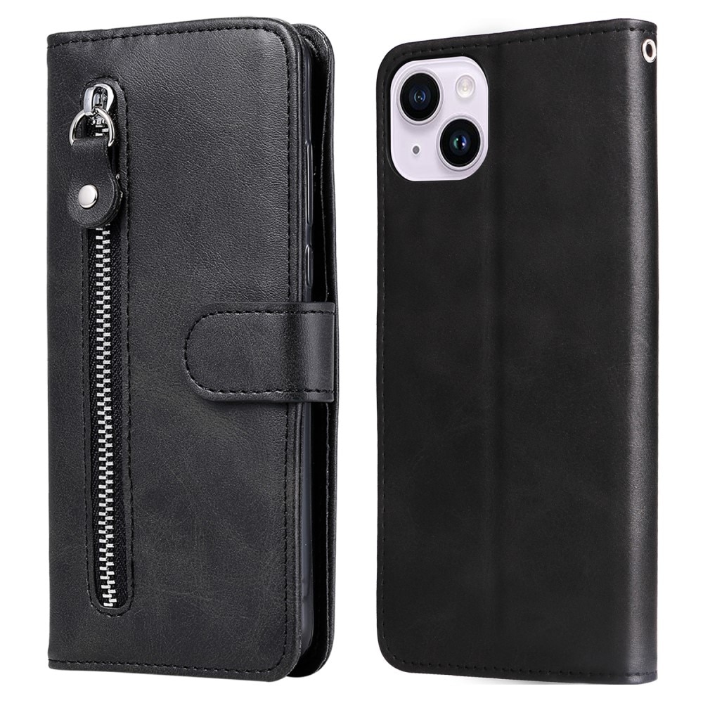 Funda de Cuero Zipper iPhone 15 negro