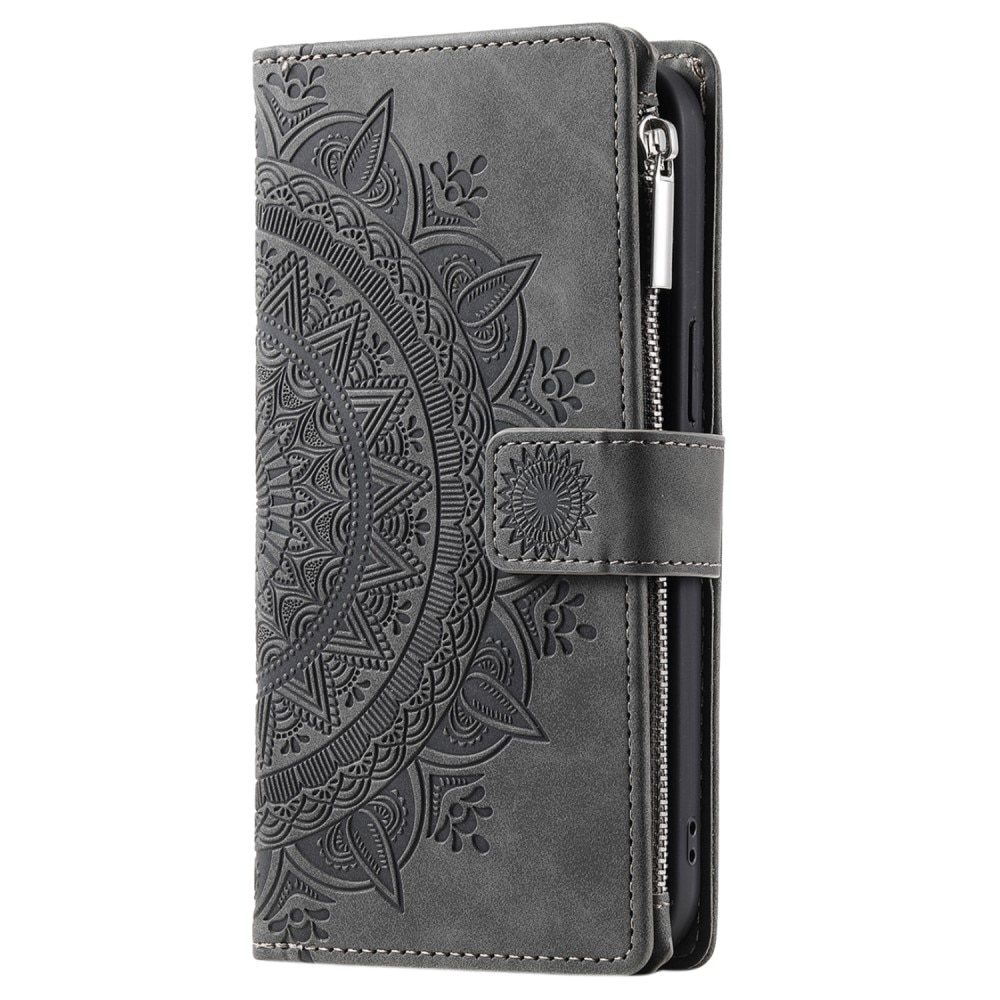 Funda Mandala tipo billetera iPhone 15 Pro, gris