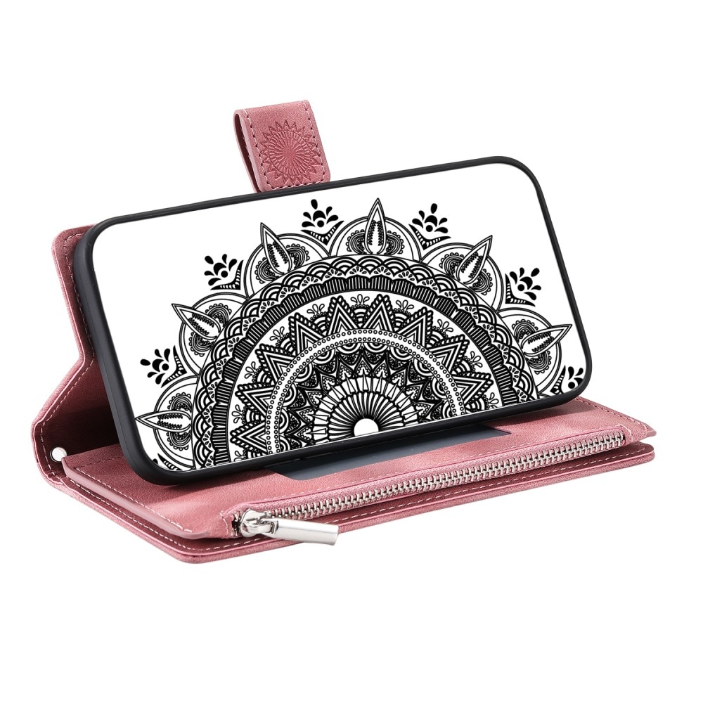 Funda Mandala tipo billetera iPhone 15, rosado