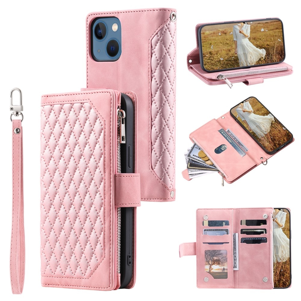 Funda acolchada tipo billetera iPhone 15 Rosa