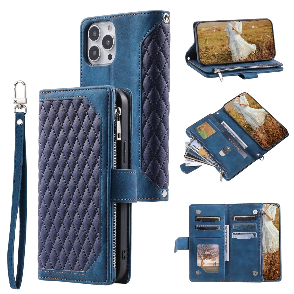 Funda acolchada tipo billetera iPhone 15 Pro Azul