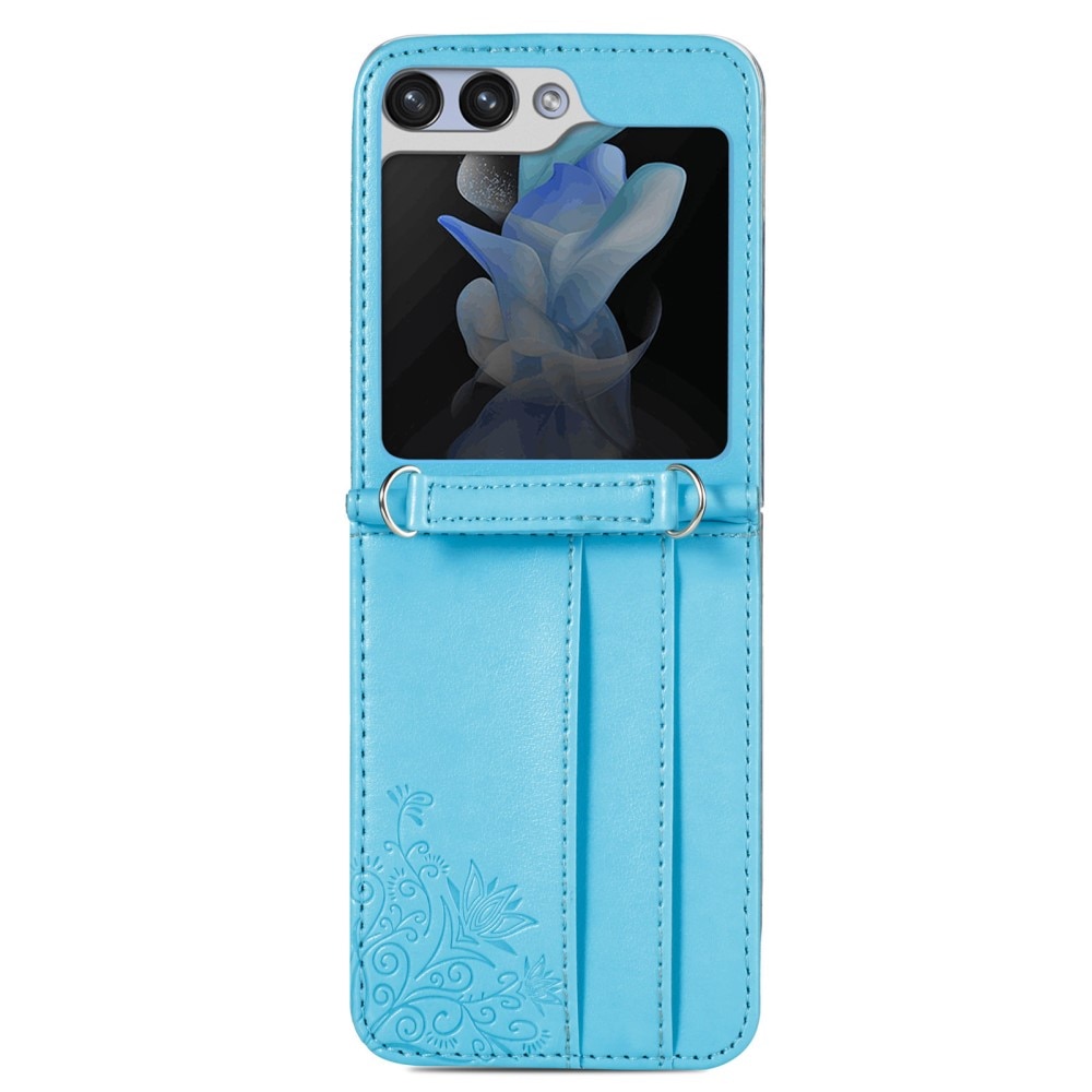 Funda de cuero con mariposas para Samsung Galaxy Z Flip 6, azul