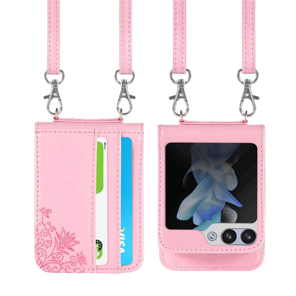 Funda de cuero con mariposas para Samsung Galaxy Z Flip 6, rosado