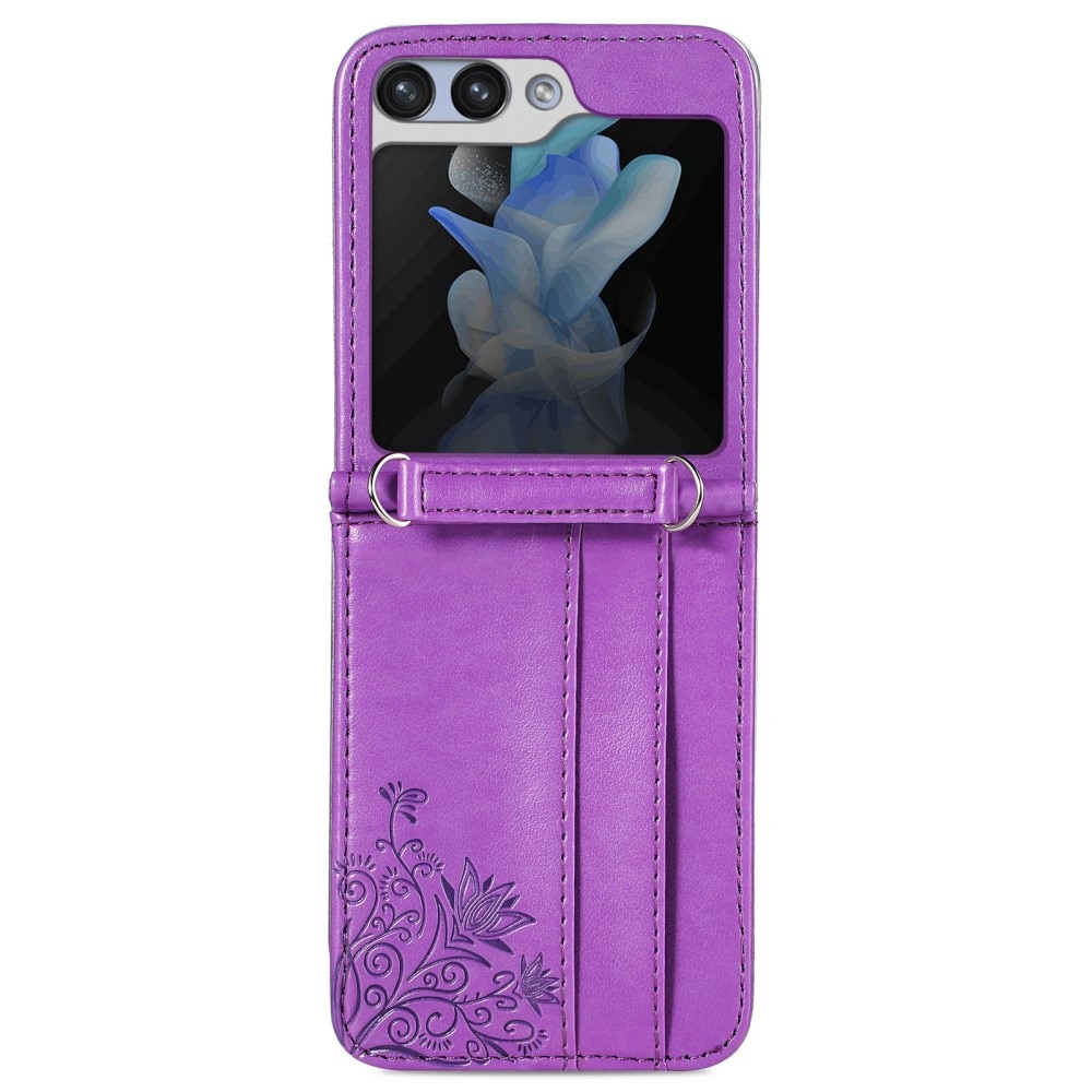 Funda de cuero con mariposas para Samsung Galaxy Z Flip 6, violeta