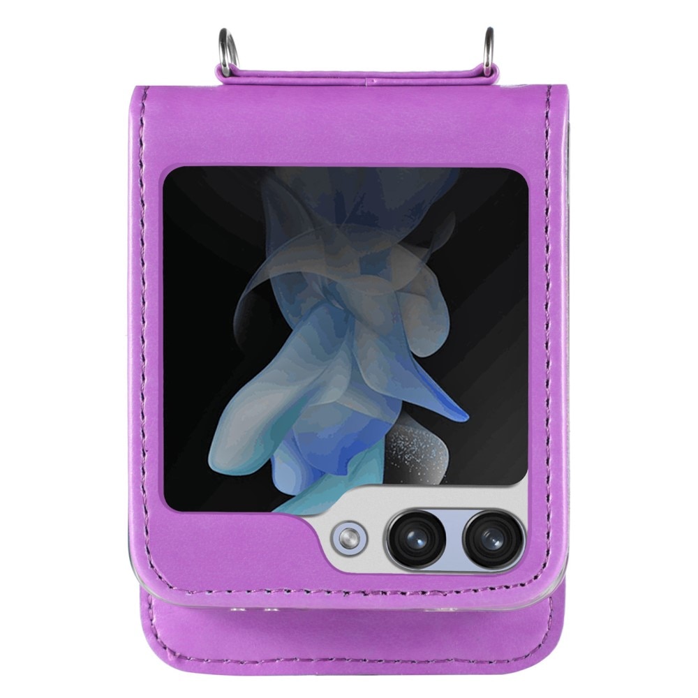 Funda de cuero con mariposas para Samsung Galaxy Z Flip 5, violeta