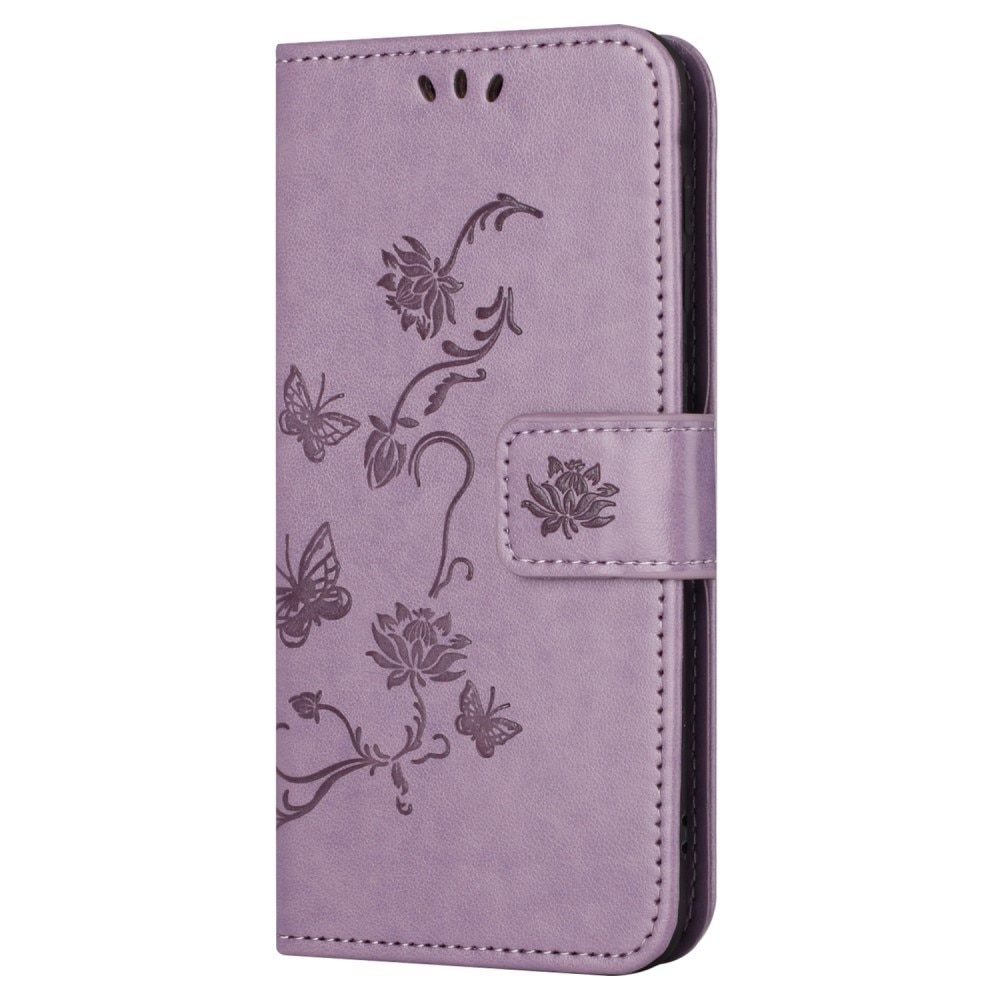 Funda de Cuero con Mariposas Samsung Galaxy S23 FE, violeta