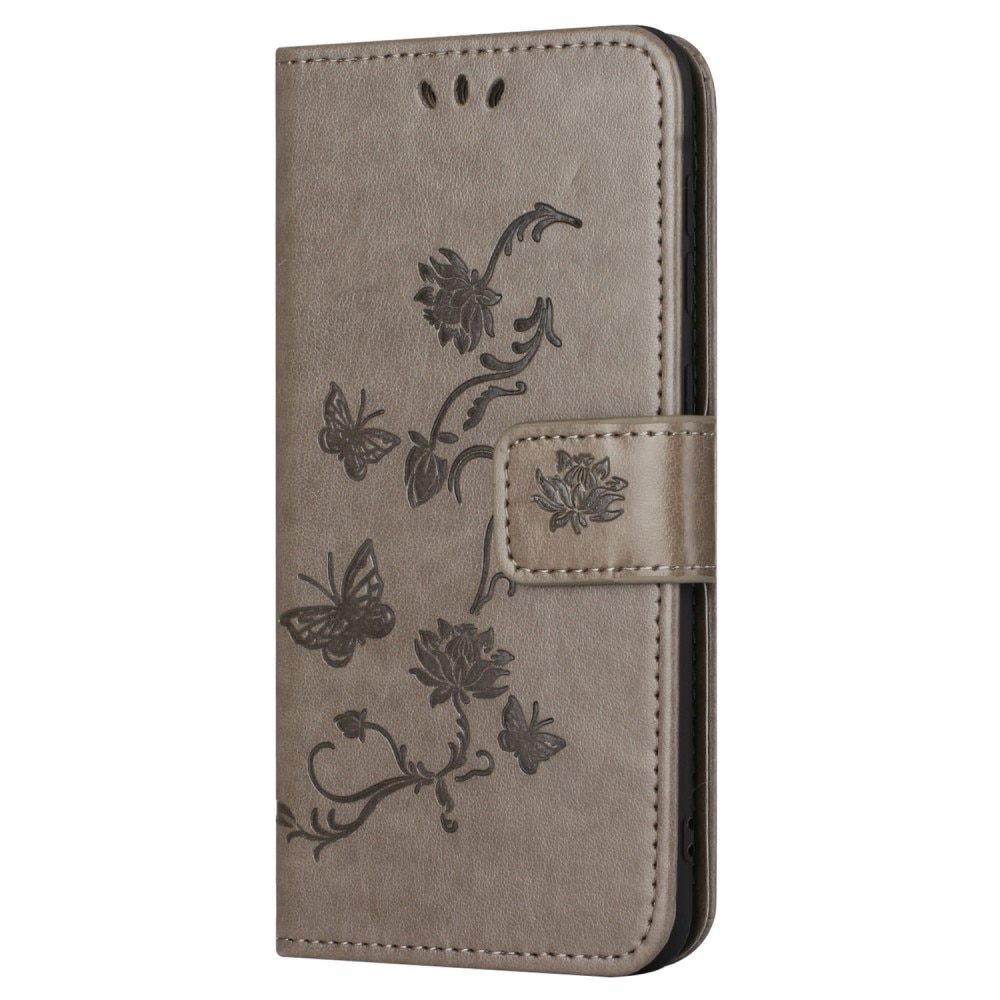 Funda de Cuero con Mariposas Samsung Galaxy S23 FE, gris