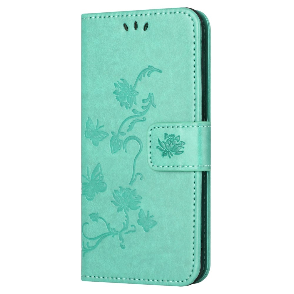 Funda de Cuero con Mariposas Samsung Galaxy S23 FE, verde