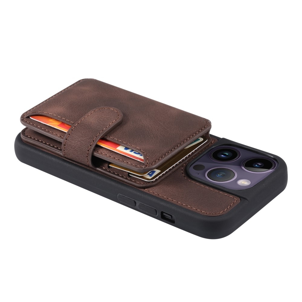 Funda con tarjetero anti-RFID Multi-slot iPhone 15 Pro marrón