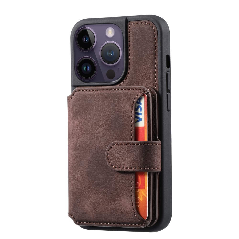 Funda con tarjetero anti-RFID Multi-slot iPhone 15 Pro marrón