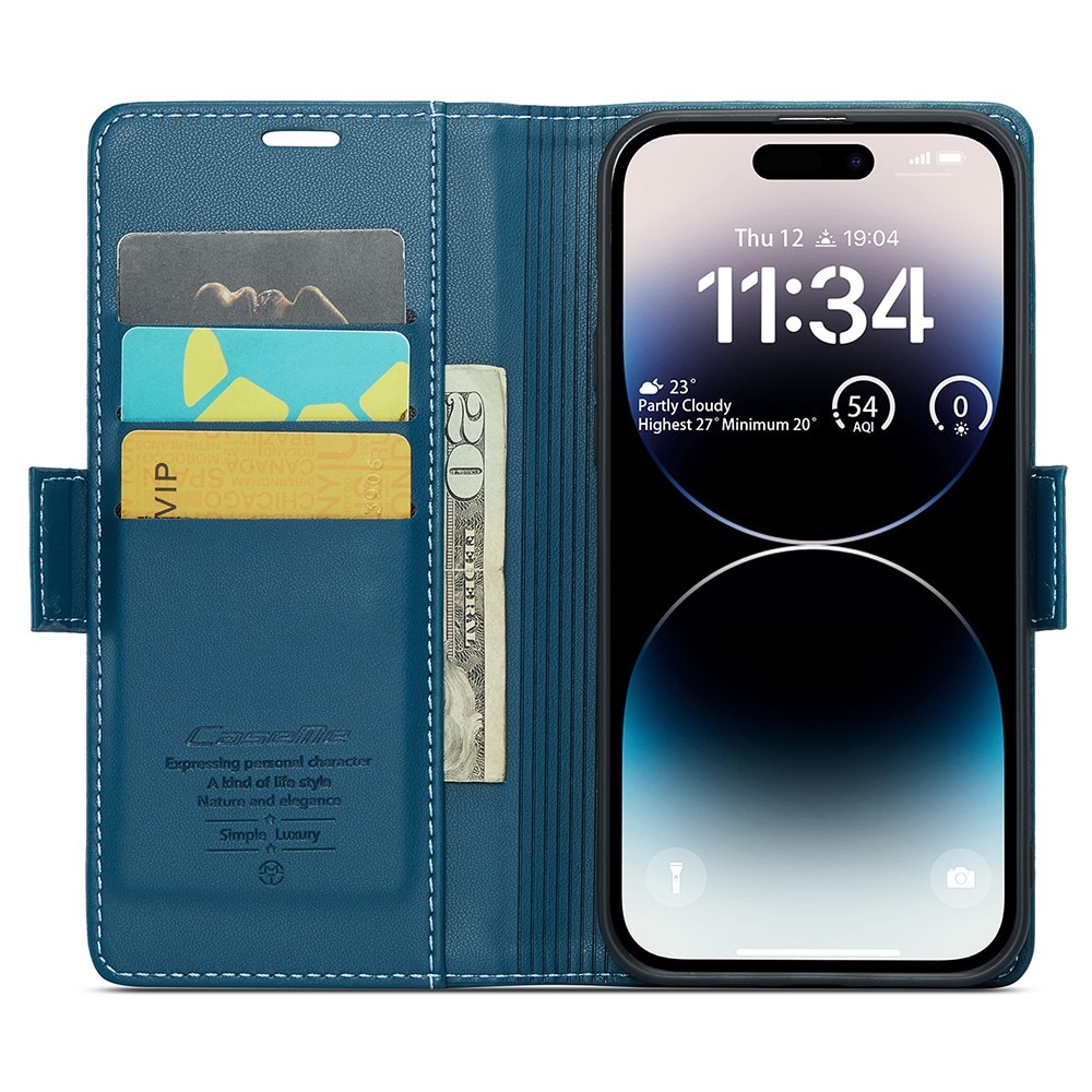 Funda delgada con solapa anti-RFID iPhone 15 Pro Max Azul