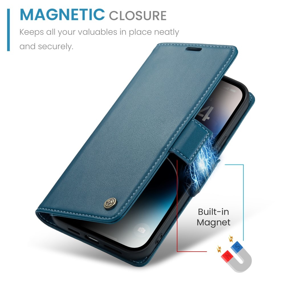 Funda delgada con solapa anti-RFID iPhone 15 Pro Max Azul