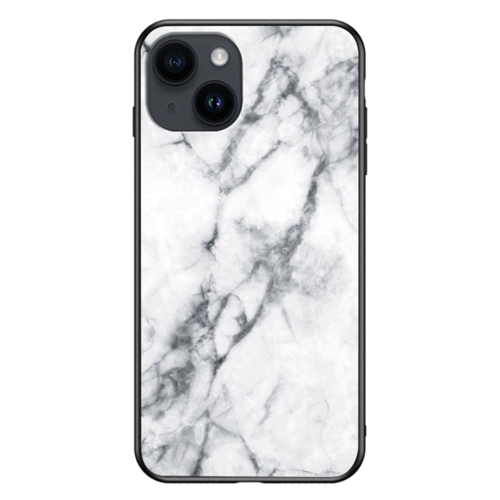 Funda vidrio templado iPhone 15 Mármol blanco