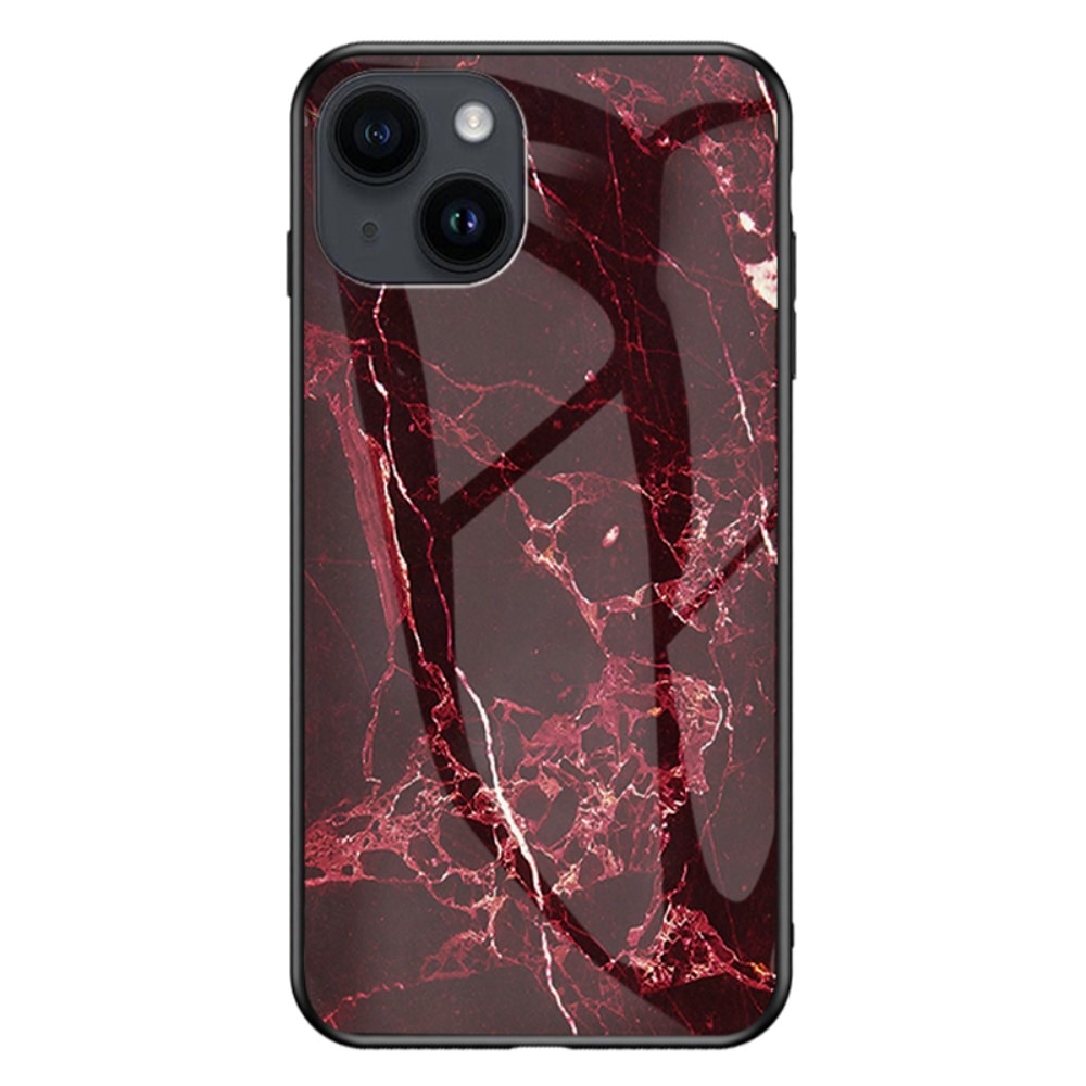 Funda vidrio templado iPhone 15 mármol rojo