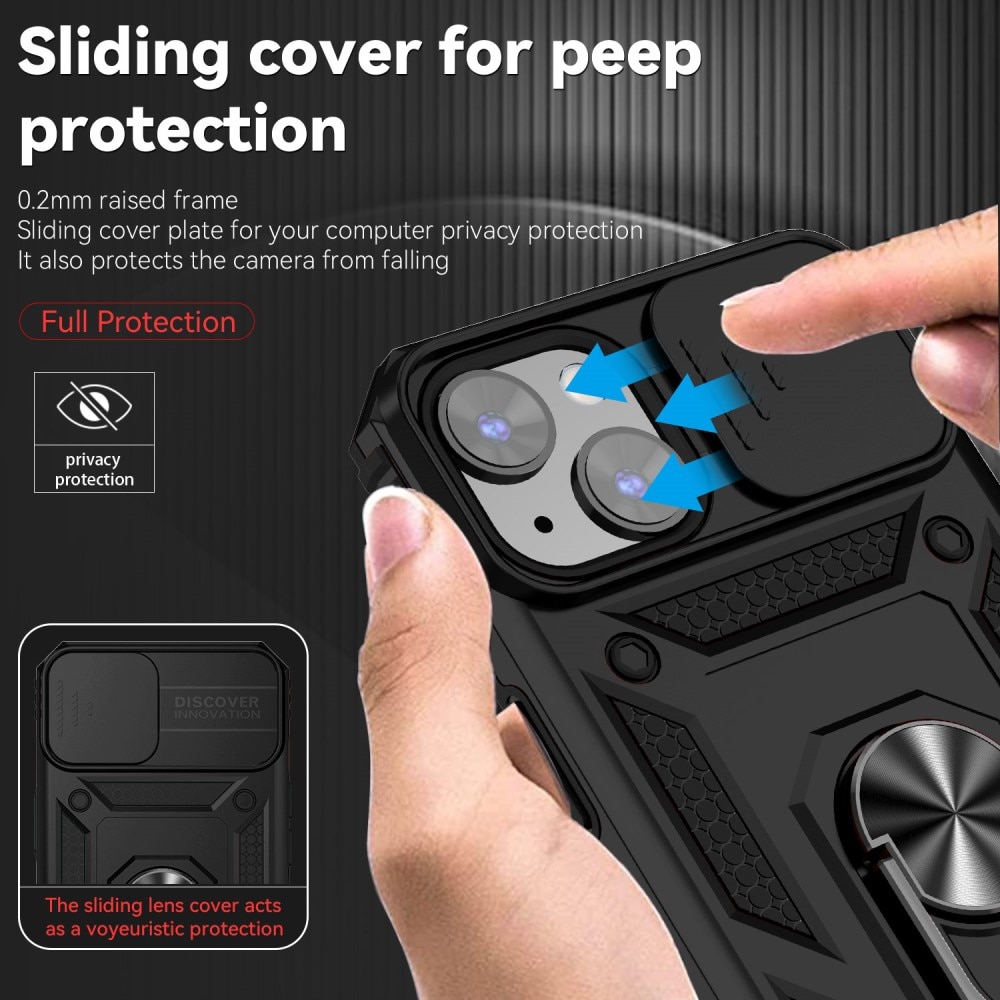 Funda híbrida Ring y Protector Cámara iPhone 15 Negro