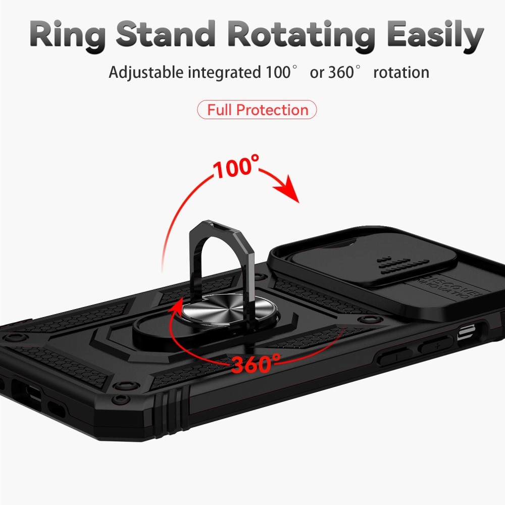 Funda híbrida Ring y Protector Cámara iPhone 15 Pro Negro