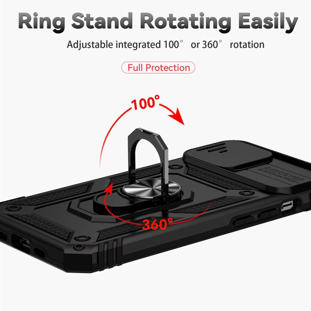 Funda híbrida Ring y Protector Cámara iPhone 15 Plus Negro