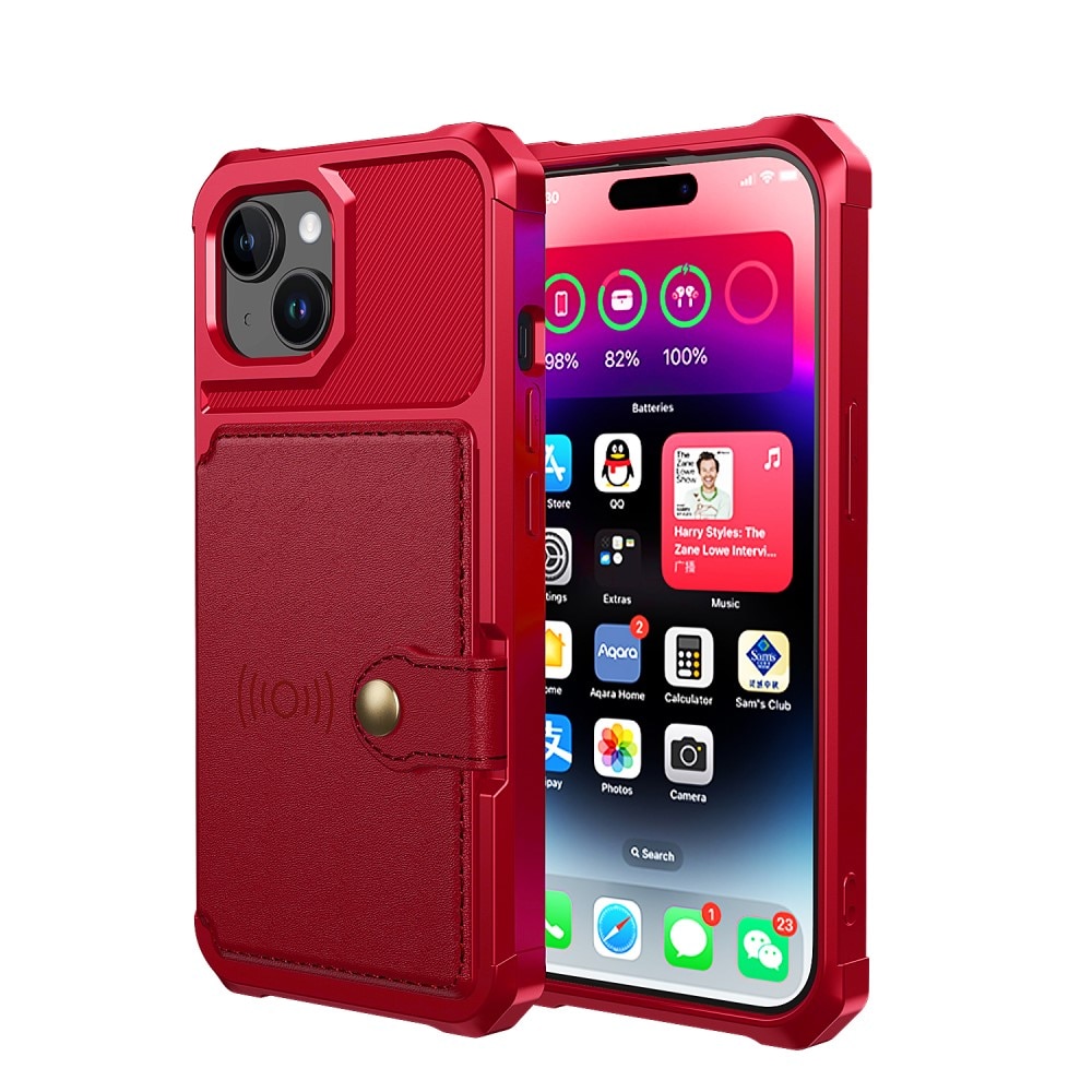 Funda con tarjetero Tough Multi-slot iPhone 15 rojo