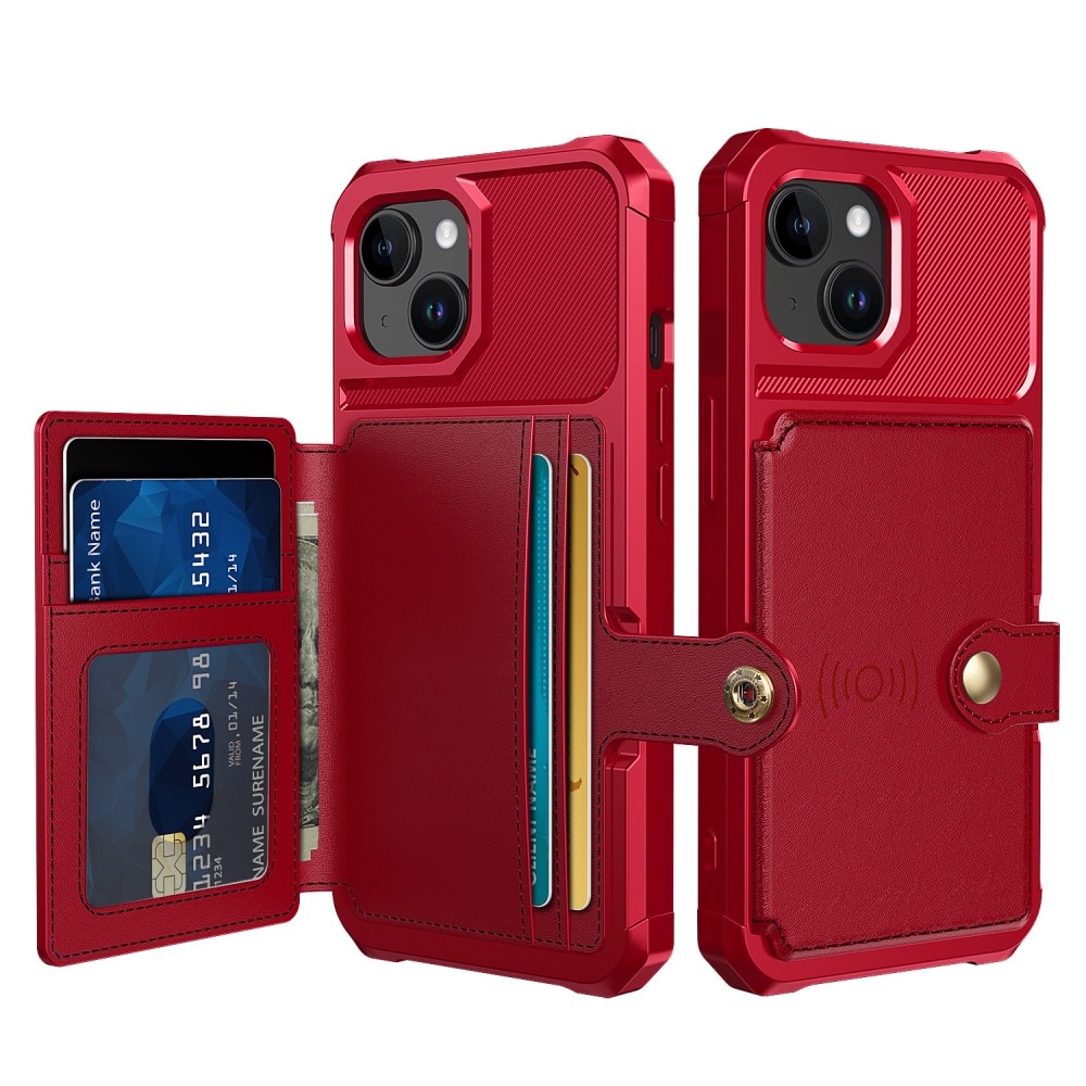 Funda con tarjetero Tough Multi-slot iPhone 15 rojo