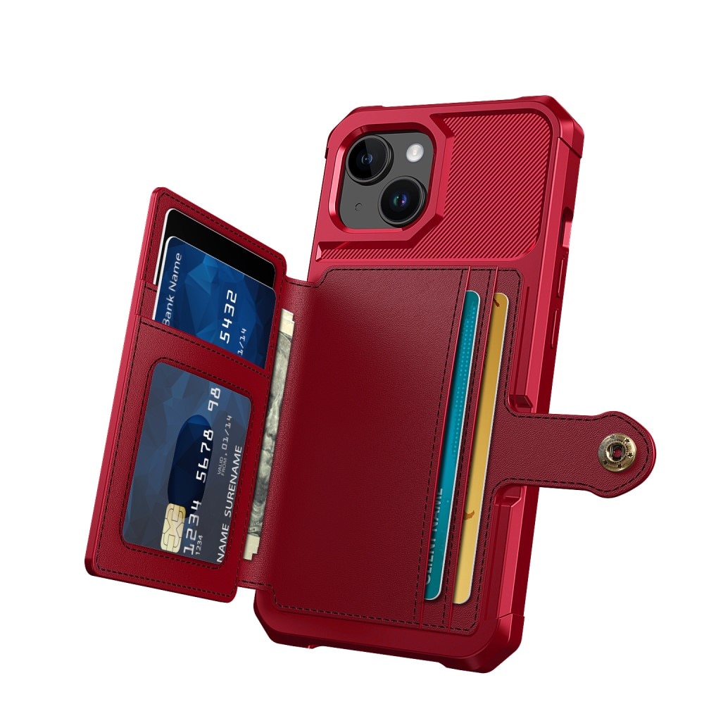 Funda con tarjetero Tough Multi-slot iPhone 15 rojo