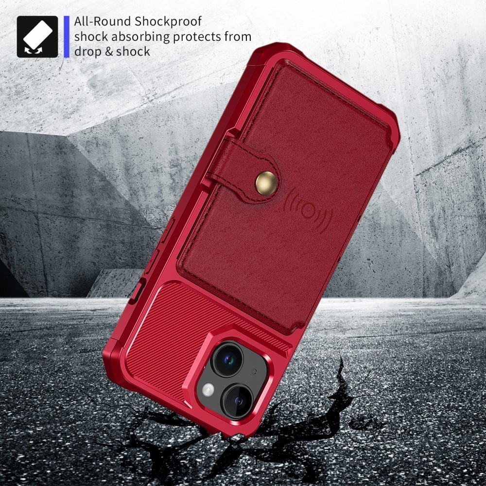 Funda con tarjetero Tough Multi-slot iPhone 15 rojo