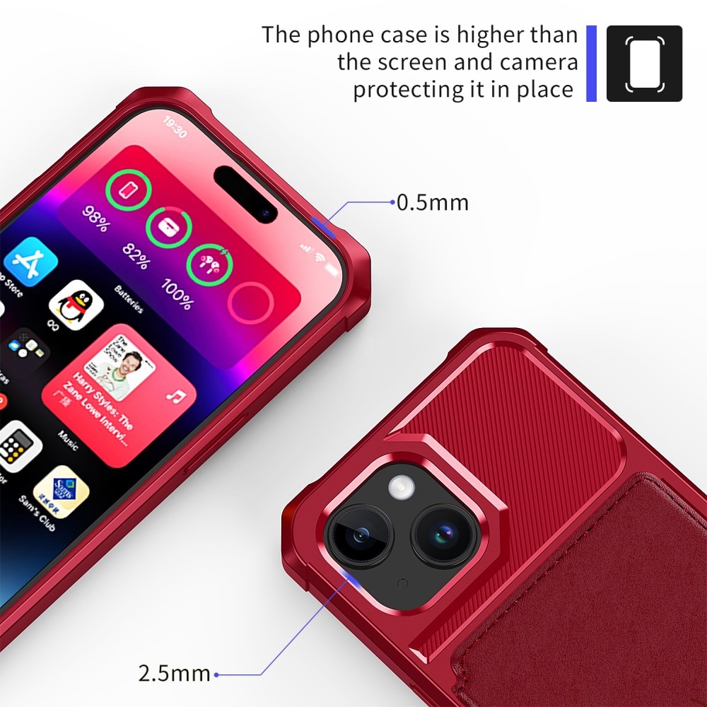 Funda con tarjetero Tough Multi-slot iPhone 15 rojo