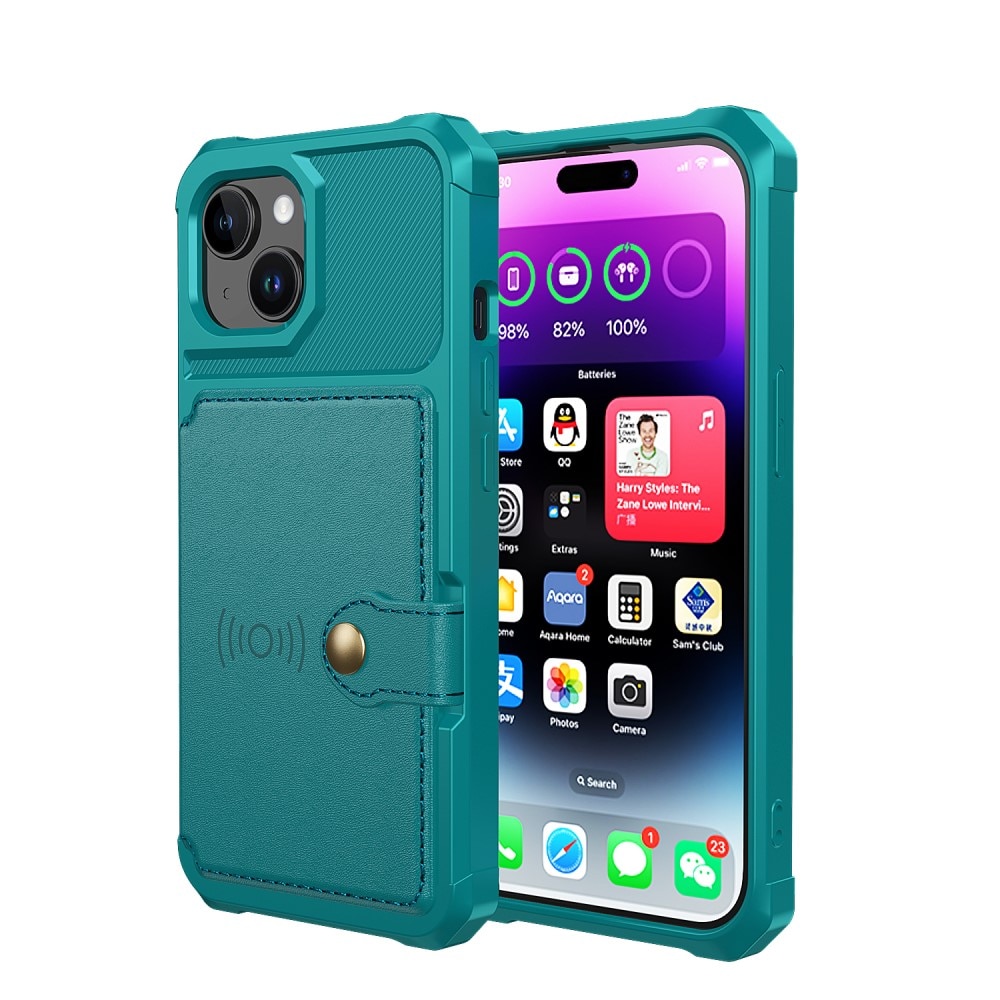 Funda con tarjetero Tough Multi-slot iPhone 15 verde