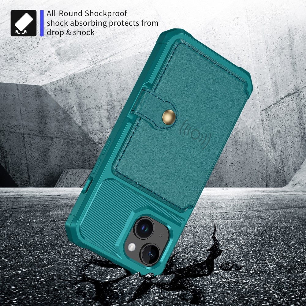 Funda con tarjetero Tough Multi-slot iPhone 15 verde