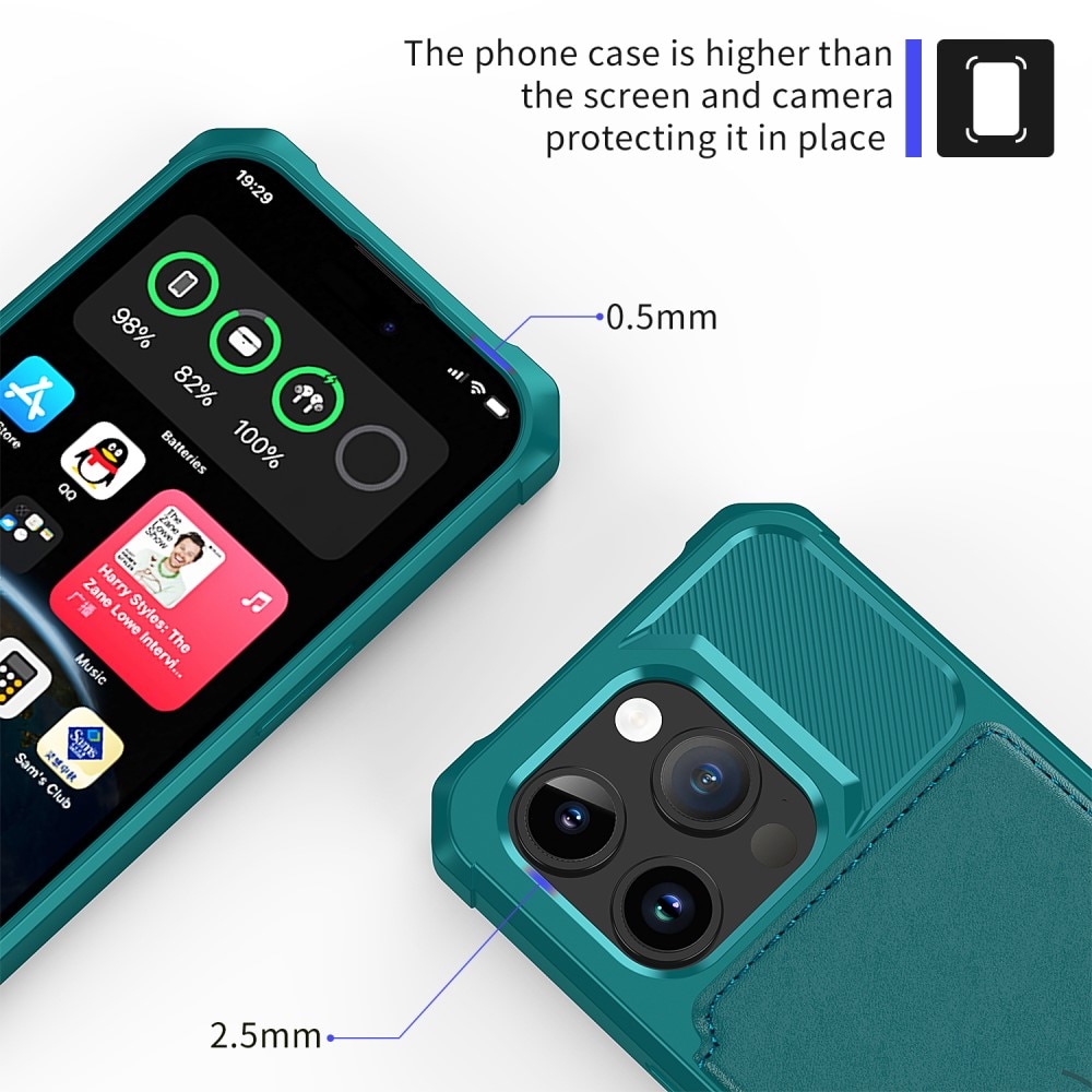 Funda con tarjetero Tough Multi-slot iPhone 15 Pro verde