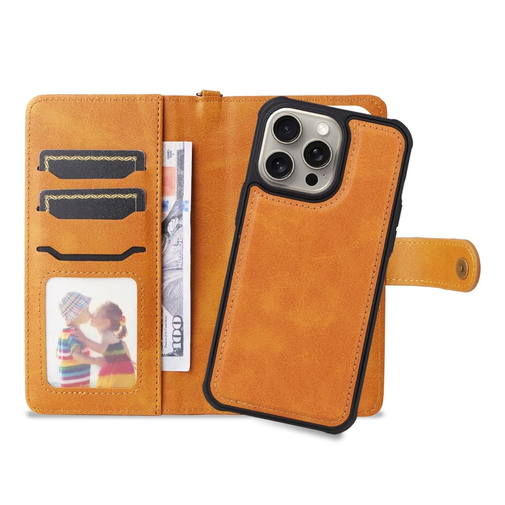 Magnet Leather Wallet iPhone 15 Pro Max Coñac