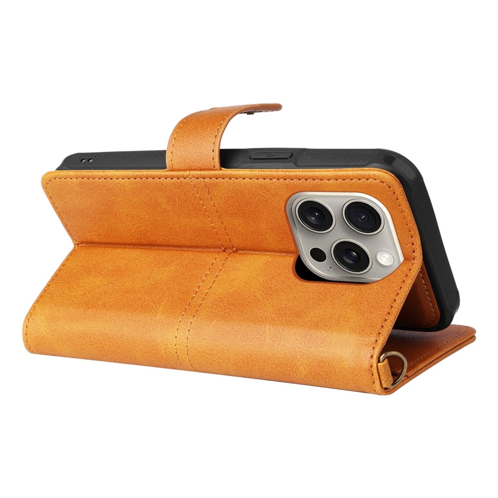 Magnet Leather Wallet iPhone 15 Pro Max Coñac