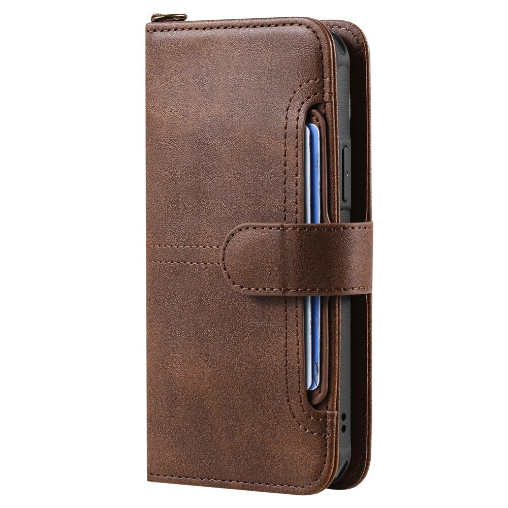 Magnet Leather Wallet iPhone 15 Pro Max marrón