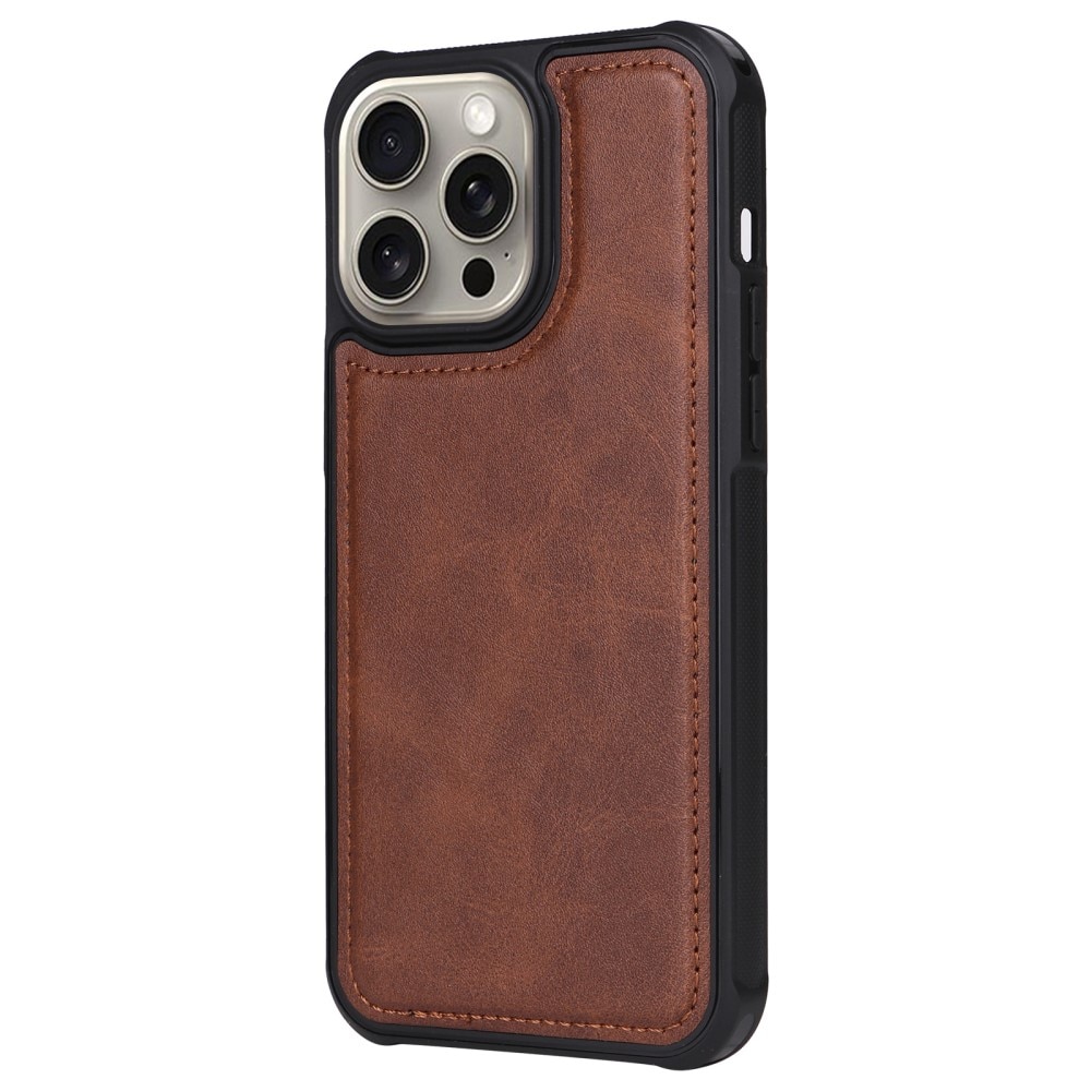 Magnet Leather Wallet iPhone 15 Pro Max marrón