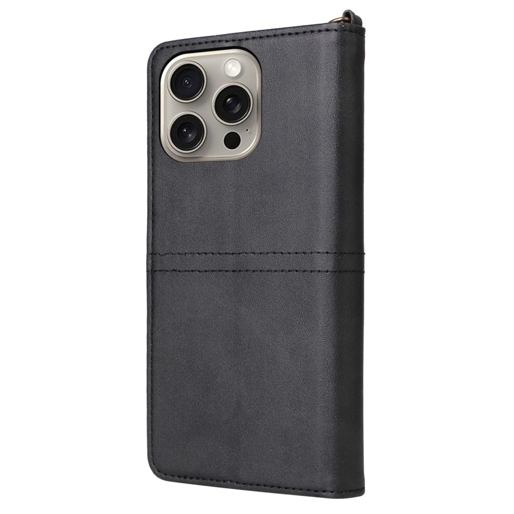 Magnet Leather Wallet iPhone 15 Pro Max negro