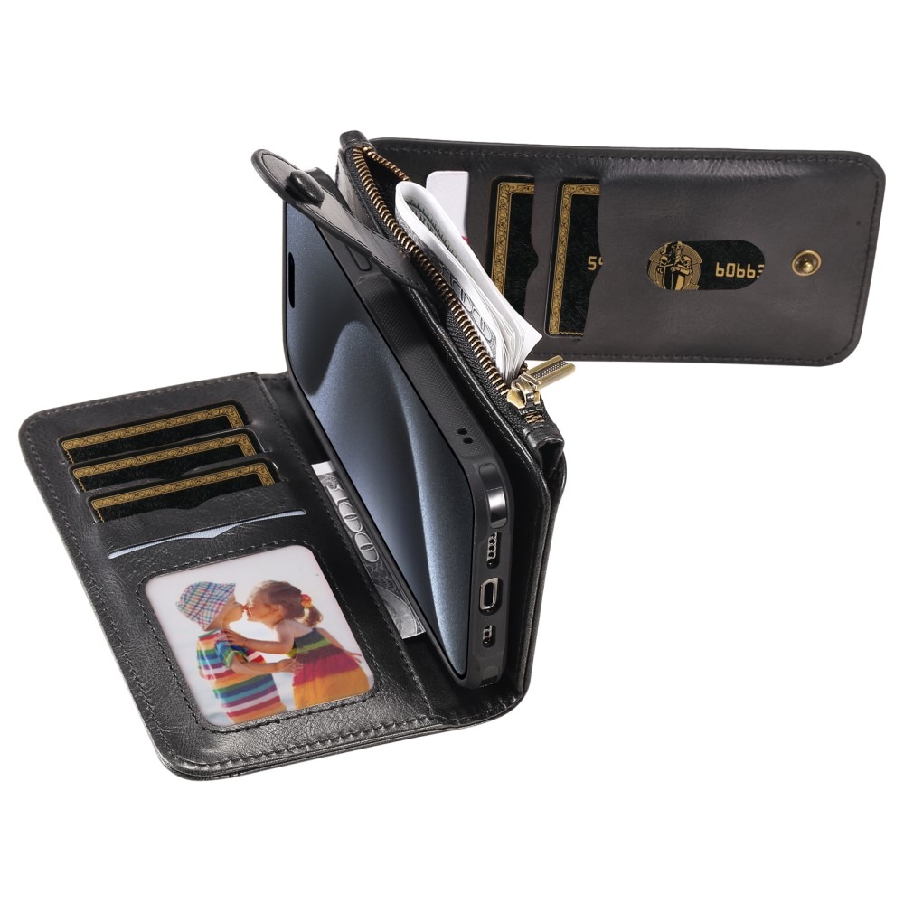 Magnet Leather Multi Wallet iPhone 15 Pro negro