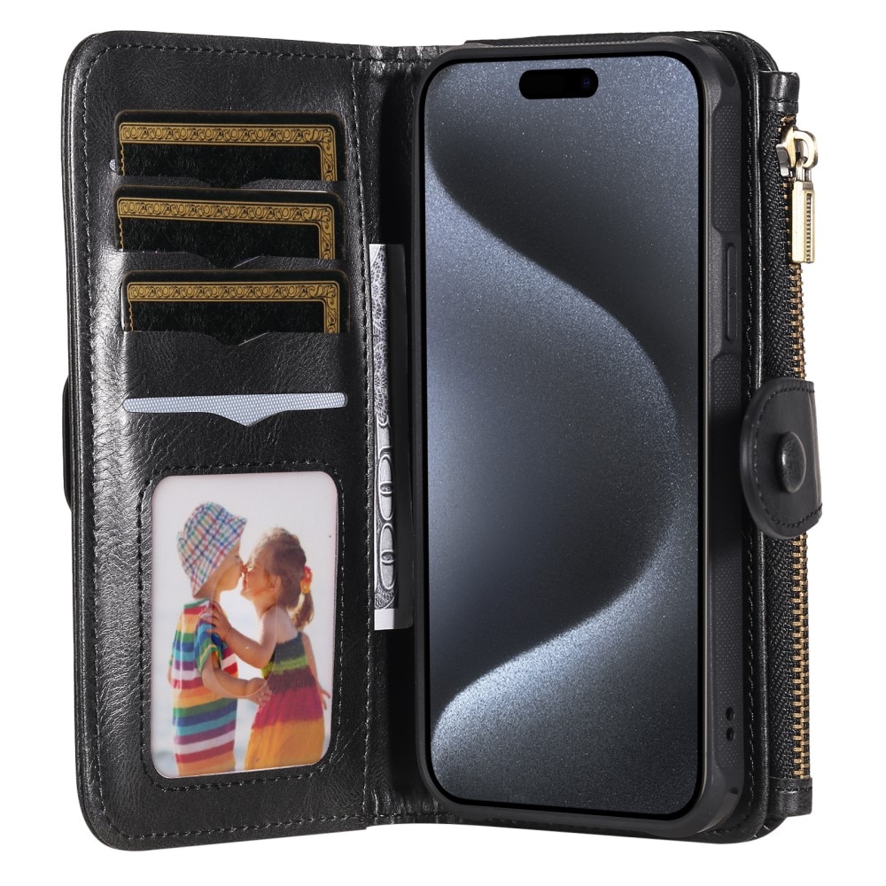 Magnet Leather Multi Wallet iPhone 15 Pro negro