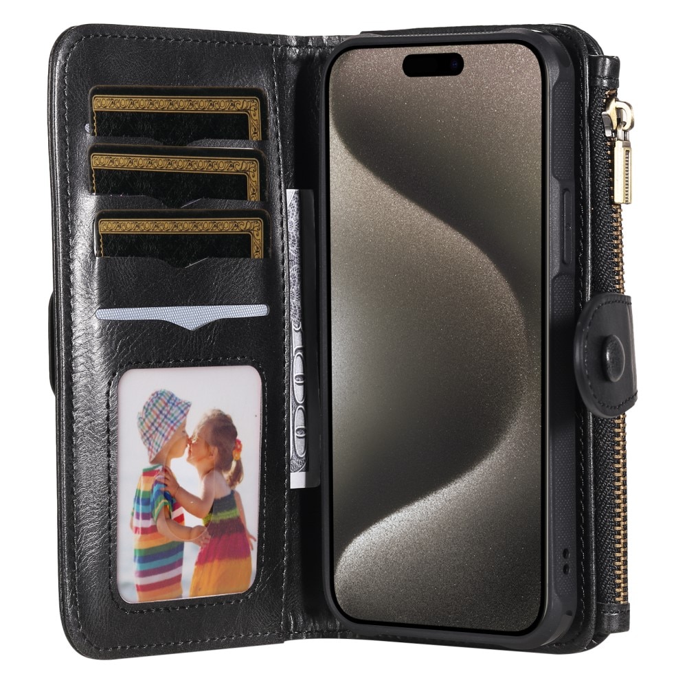 Magnet Leather Multi Wallet iPhone 15 Pro Max negro