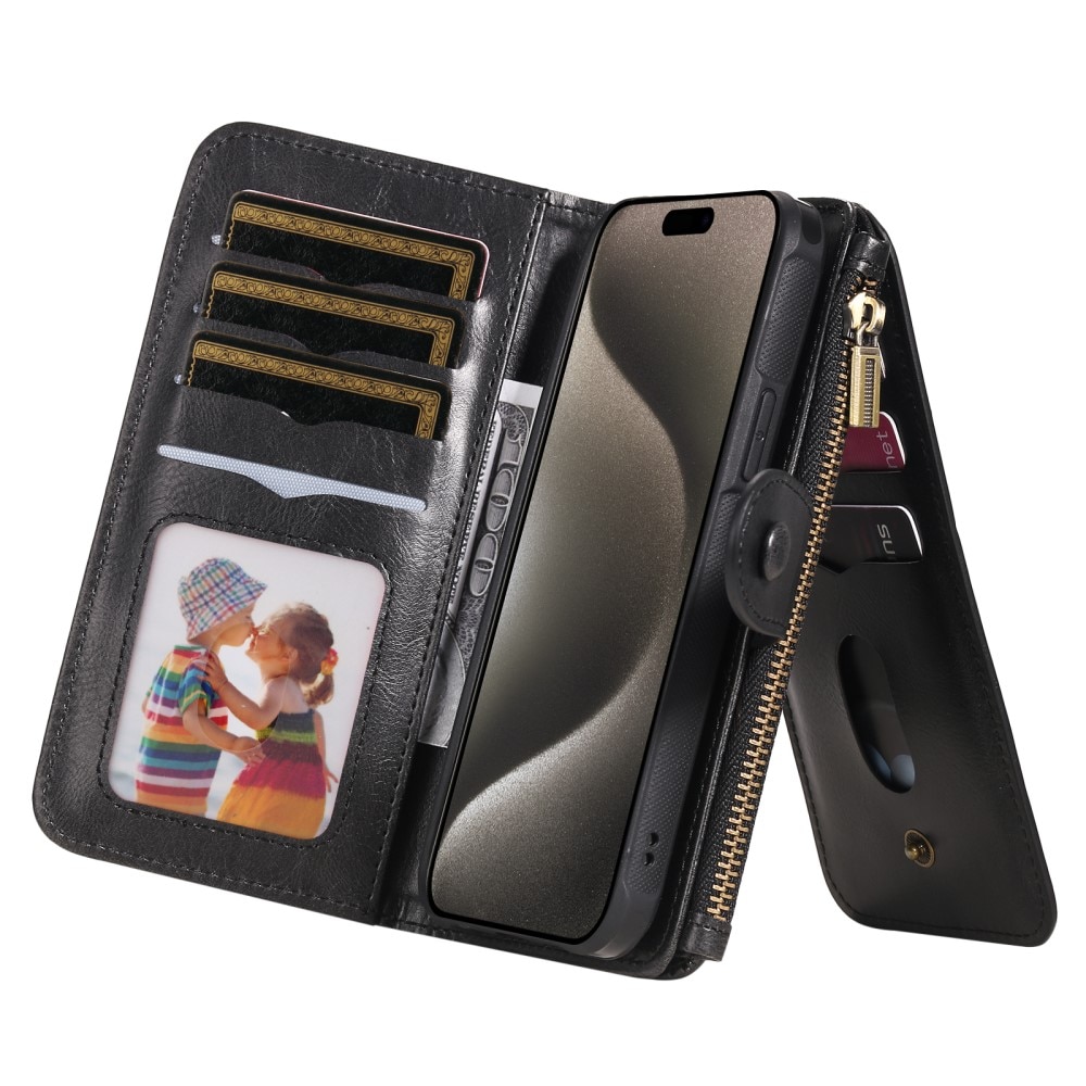 Magnet Leather Multi Wallet iPhone 15 Pro Max negro