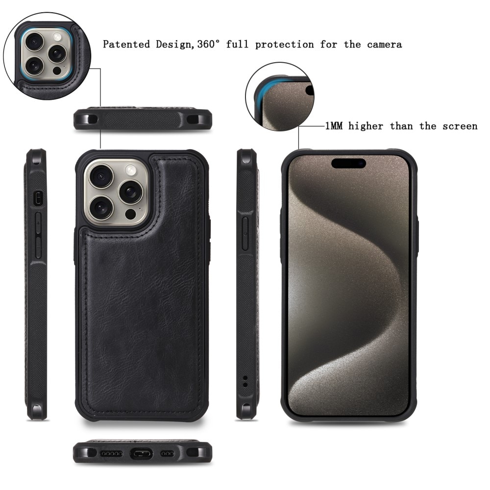 Magnet Leather Multi Wallet iPhone 15 Pro Max negro