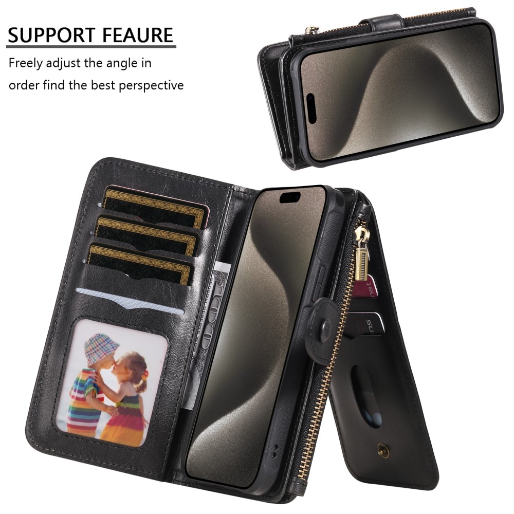 Magnet Leather Multi Wallet iPhone 15 Pro Max negro