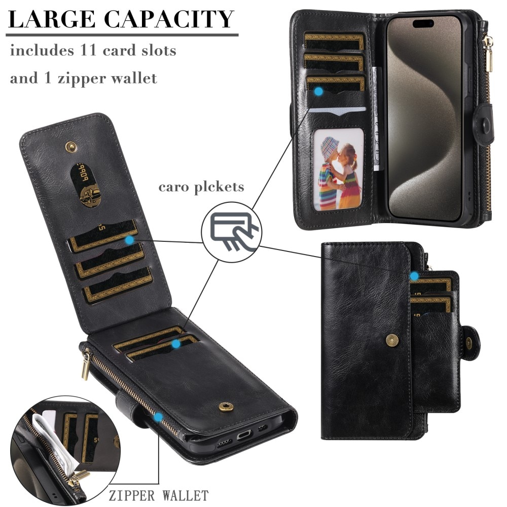 Magnet Leather Multi Wallet iPhone 15 Pro Max negro