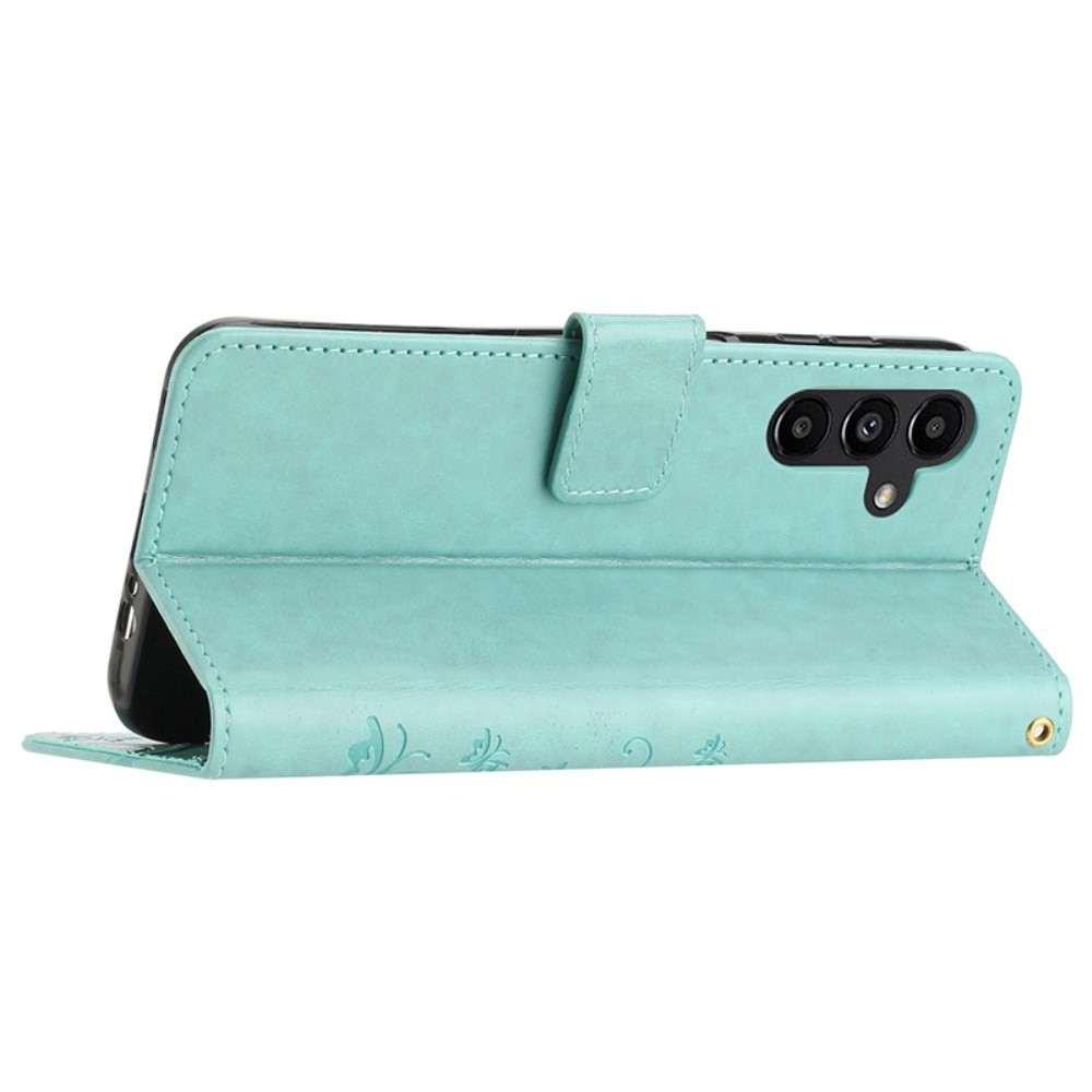 Funda de Cuero con Mariposas Samsung Galaxy A15, verde