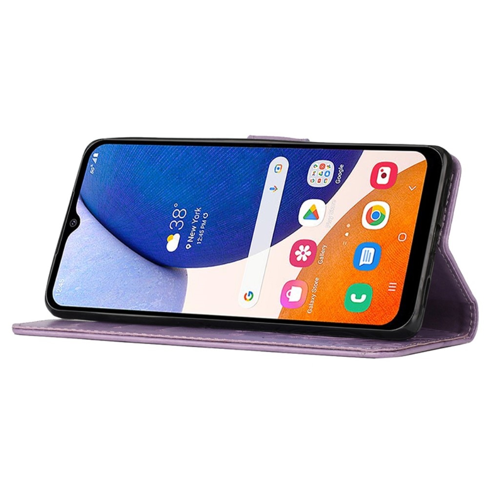 Funda de Cuero con Mariposas Samsung Galaxy A15, violeta