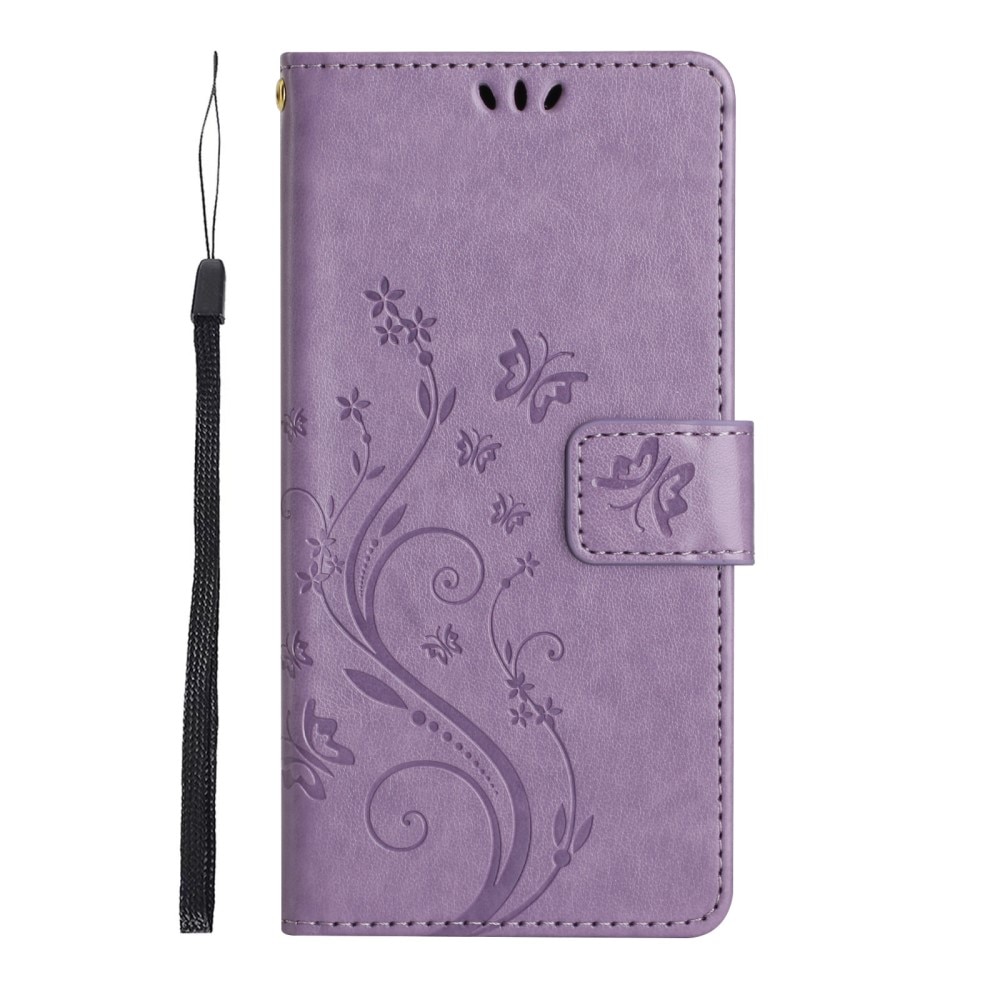 Funda de Cuero con Mariposas Samsung Galaxy A15, violeta