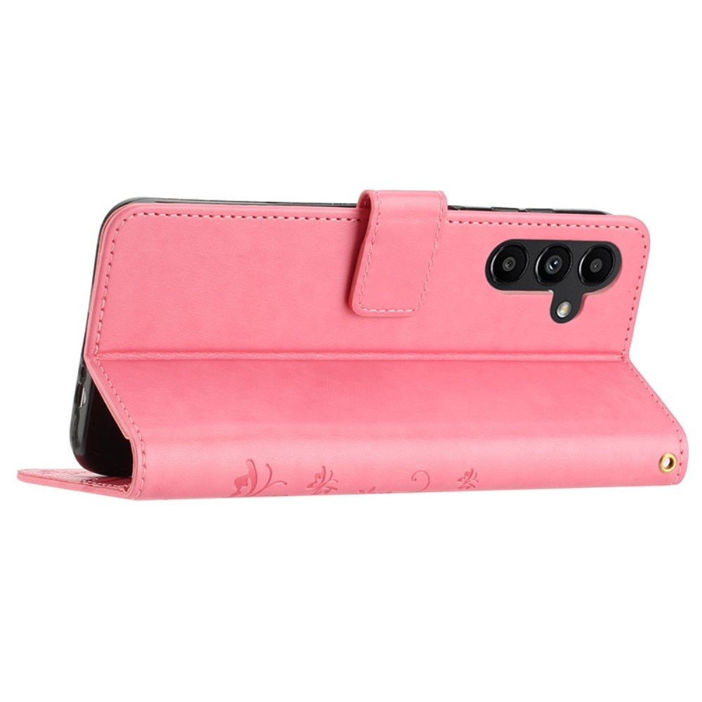 Funda de Cuero con Mariposas Samsung Galaxy A15, rosado