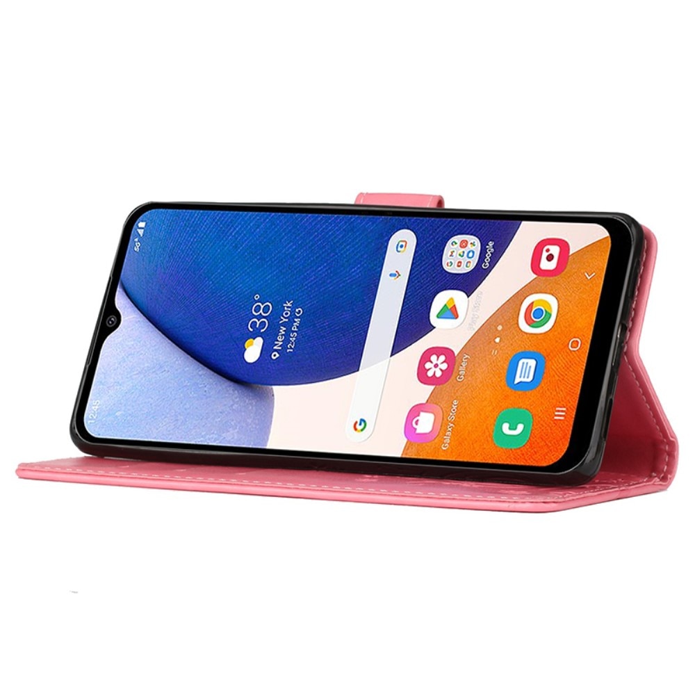 Funda de Cuero con Mariposas Samsung Galaxy A15, rosado