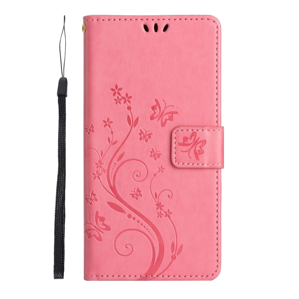 Funda de Cuero con Mariposas Samsung Galaxy A15, rosado