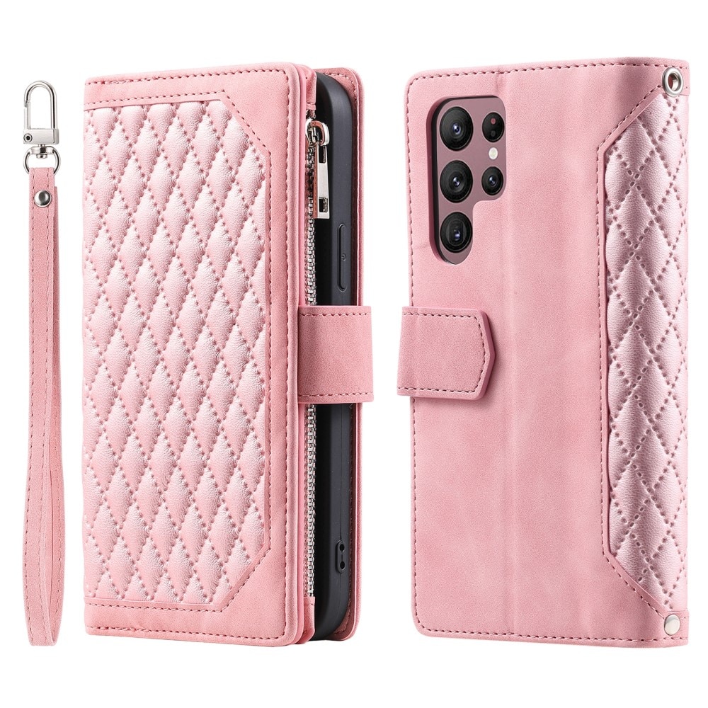 Funda acolchada tipo billetera Samsung Galaxy S24 Ultra Rosa