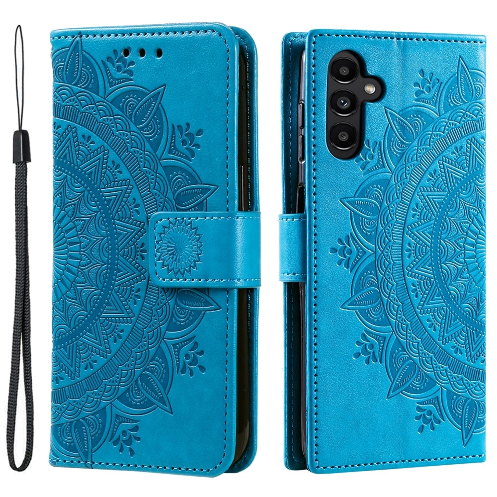 Funda de Cuero Mandala Samsung Galaxy S24 azul